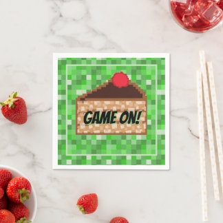 Guardanapo De Papel Gamer Pixelado Verde Fatia de Bolo Pixelada Dobrad
