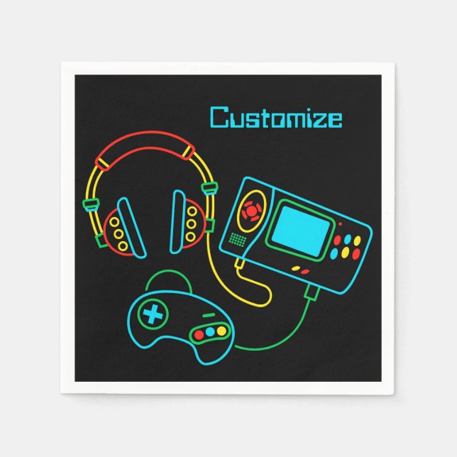 Guardanapo De Papel Gamer Retro Neon (Frente)