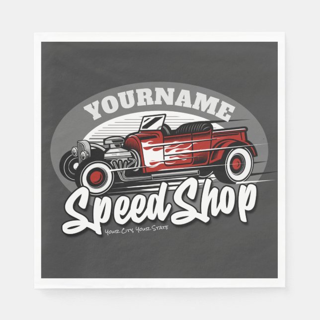 Guardanapo De Papel Garagem de velocidade Comprada do Roadster Red Hot (Frente)