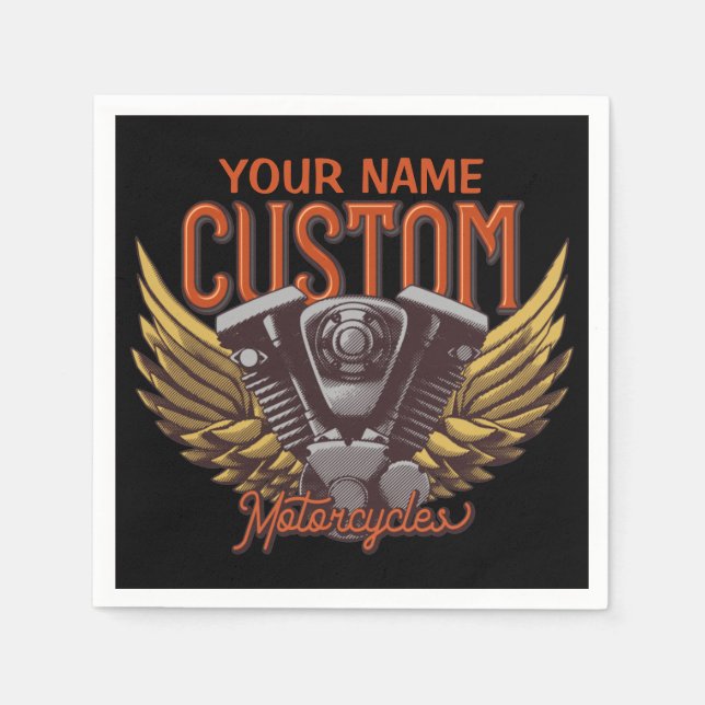 Guardanapo De Papel Garagem Personalizada de Eagle Wings Biker (Frente)