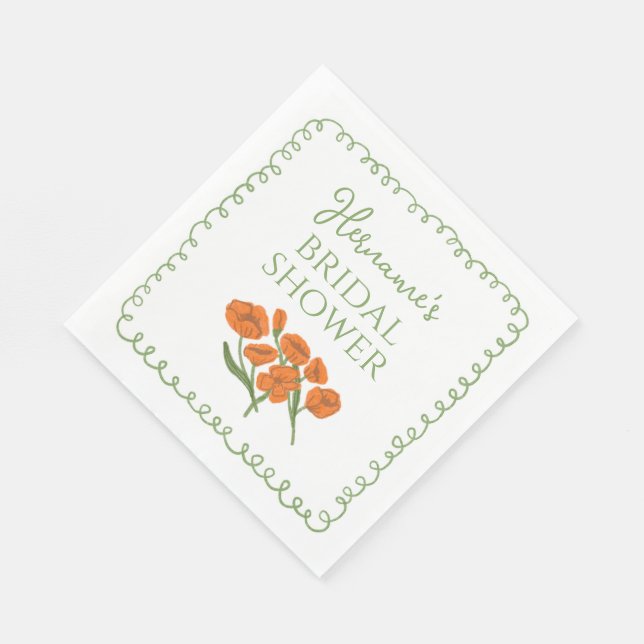 Guardanapo De Papel Garden Green Orange Whimsical Bridal Shower (Quina)