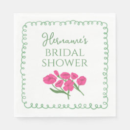 Guardanapo De Papel Garden Green Pink Whimsical Bridal Shower