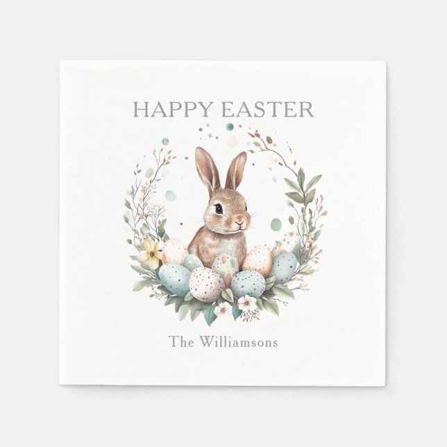Guardanapo De Papel Garland de Ovos de Páscoa de primavera Bunny Perso (Frente)