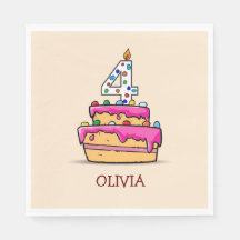 Garota 4 de aniversário, 4 de Bolo Rosa Doce