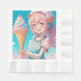 Guardanapo De Papel Garota anime com Sorvete Whimsical Cone Aniversári