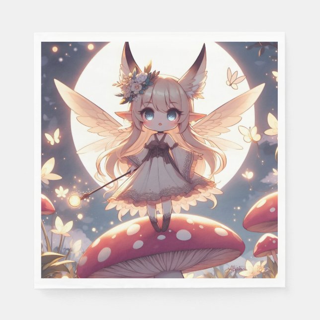 Guardanapo De Papel Garota Anime Pixie Hippie Lua Fada (Frente)