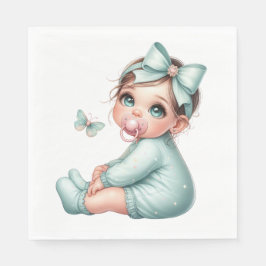 GUARDANAPO DE PAPEL GAROTA BABY VESTIDA EM PASTEL VERDE