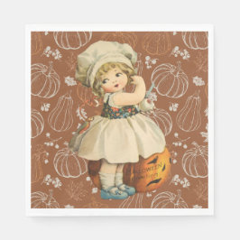 Guardanapo De Papel Garota Carving Apple Halloween