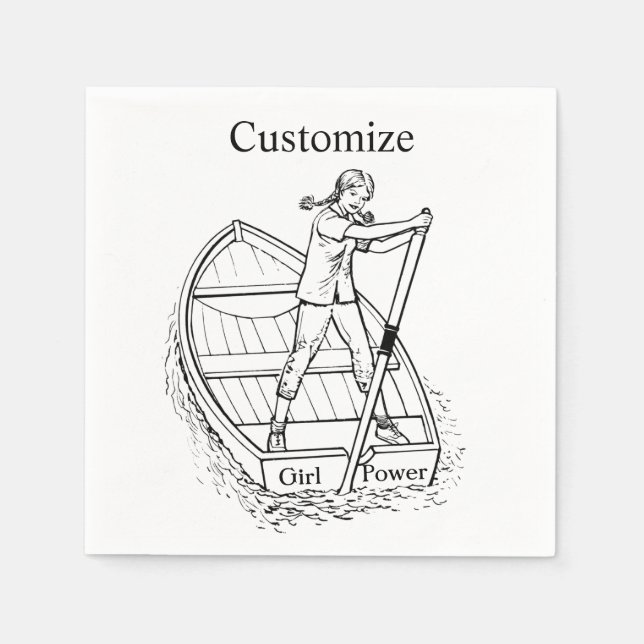 Guardanapo De Papel Garota com Escultor de Energia do Barco Thunder_Co (Frente)