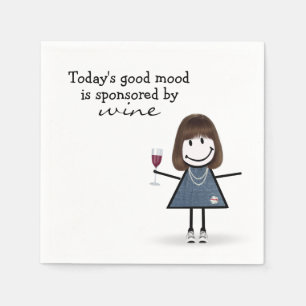 Guardanapo De Papel Garota com vinho e tênis