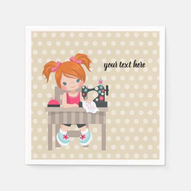 Guardanapo De Papel Garota de costura (Frente)