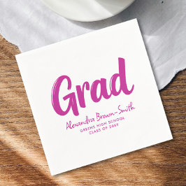 Guardanapo De Papel Garota de Graduação em Caligrafia Pintada Rosa Que