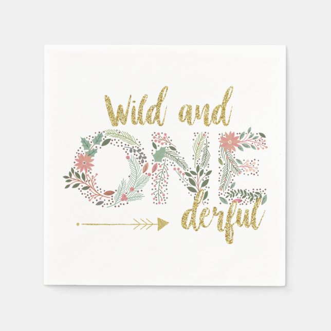 Guardanapo De Papel Garota do Primeiro Aniversário Selvagem e Maravilh (Frente)