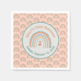 Guardanapo De Papel Garota elegante e doce Rainbow Light Coral