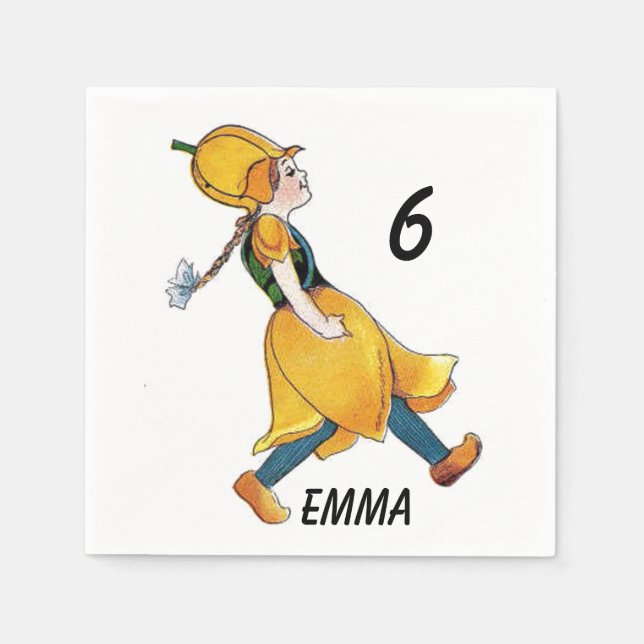 Guardanapo De Papel Garota Floral de Boia Amarela (Frente)