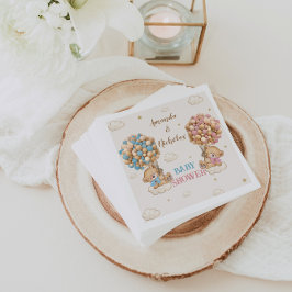 Guardanapo De Papel Garota Gêmea Chá Rosa Balões Azuis