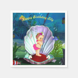 Guardanapo De Papel Garota Menina Sob a Festa do Mar Napkins