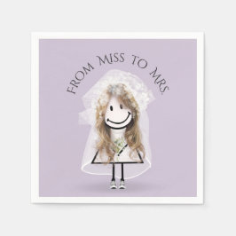 Guardanapo De Papel Garota-palha-noiva em tênis com Buquê margarida