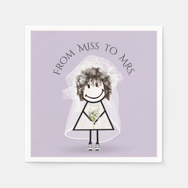 Guardanapo De Papel Garota-palha-noiva em tênis com Buquê margarida (Frente)