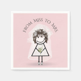 Guardanapo De Papel Garota-palha-noiva em tênis com Buquê margarida