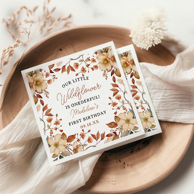 Guardanapo De Papel Garota primeiro aniversario de Flor Selvagem Moder (Criador carregado)
