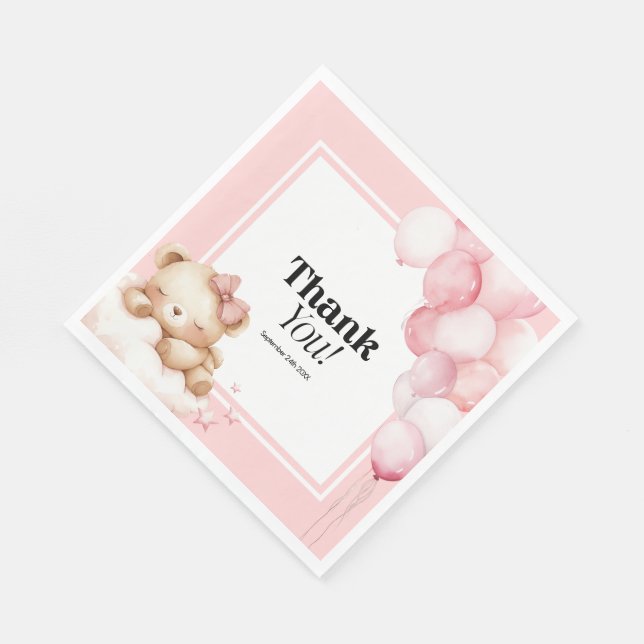 Guardanapo De Papel Garota Rosa Chá de fraldas de Papel (Quina)