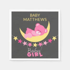 Guardanapo De Papel Garota Rosa Dormindo Urso De Teddy No Chá de frald