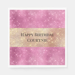 Guardanapo De Papel Garota Rosa Dourada Glitzy Sparkle