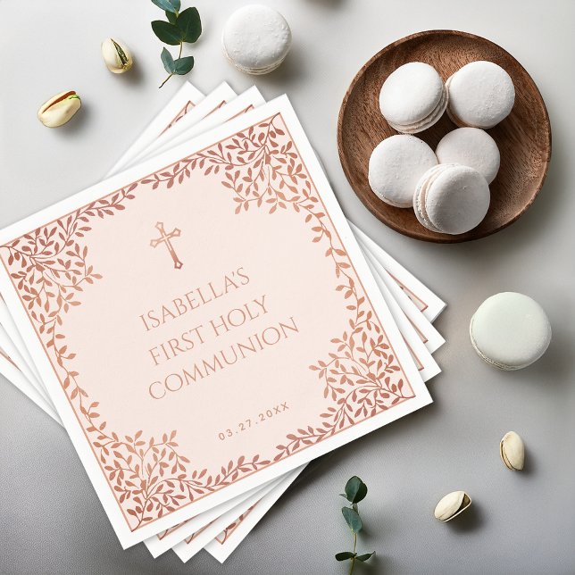 Guardanapo De Papel Garota Rosa Primeira Comunhão Rosa Dourada Deixa E (Criador carregado)