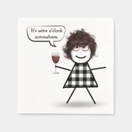 Guardanapo De Papel Garota Viciada com Humor de Festa de Vinho Vermelh