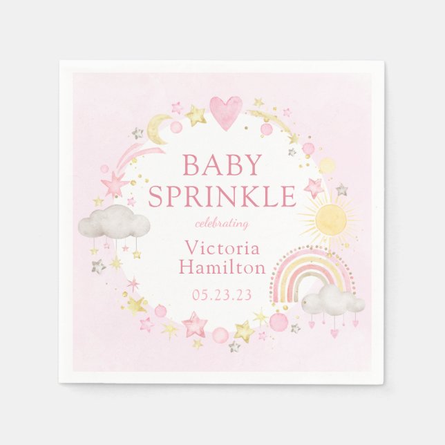 Guardanapo De Papel Garota Watercolor Rainbow Baby Sprinkle (Frente)
