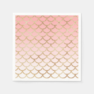 Guardanapo De Papel Garotas Brilhantes, Rosa e Sereia Dourada