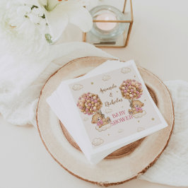 Guardanapo De Papel Garotas gêmeas bonitas Chá de fraldas rosa