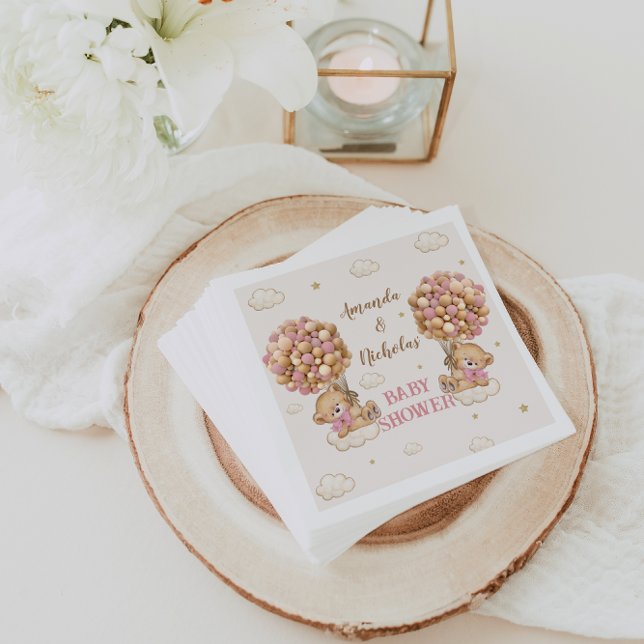 Guardanapo De Papel Garotas gêmeas bonitas Chá de fraldas rosa (Criador carregado)