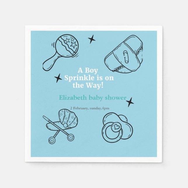 Guardanapo De Papel Garoto aspergido É um Chá de fraldas (Frente)