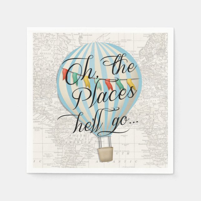 Guardanapo De Papel Garoto Chá de fraldas Napkin do Balão de Ar Quente (Frente)