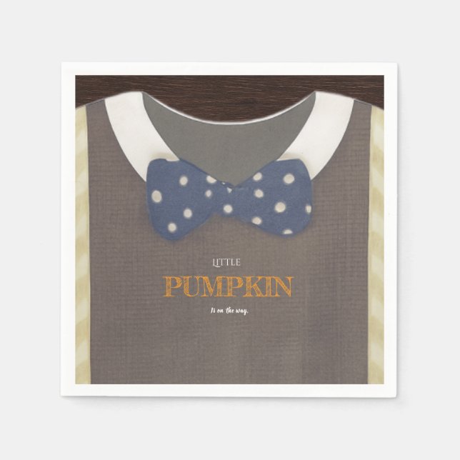 Guardanapo De Papel Garoto chá de fraldas outono macacão azul (Frente)