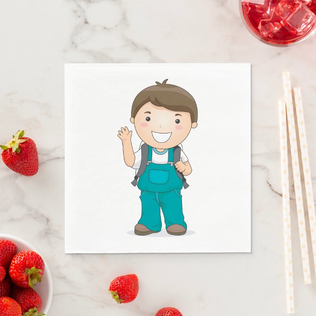 Guardanapo De Papel Garoto da escola sorridente com mochila (Criador carregado)