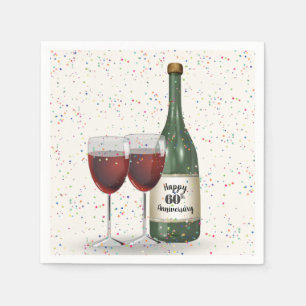 Guardanapo De Papel Garrafa de vinho da festa de aniversário de 60 ano