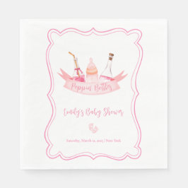 Guardanapo De Papel Garrafas de champanhe cor-de-rosa Chá de fraldas d