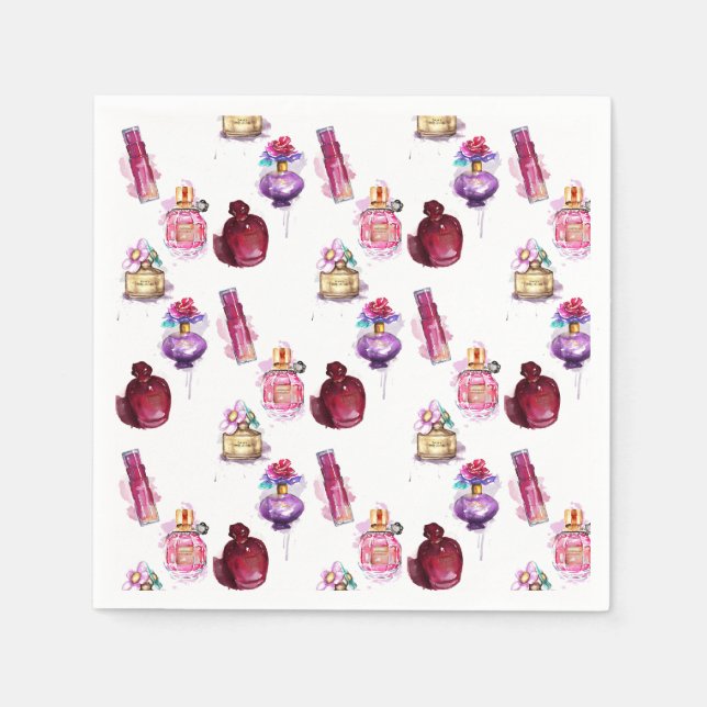 Guardanapo De Papel Garrafas de Perfume de Aquarela (Frente)