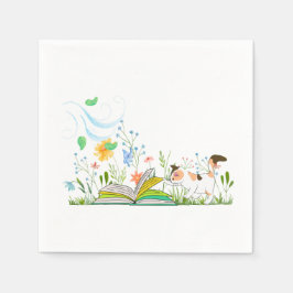 Guardanapo De Papel Gatinho bonito lendo um livro.