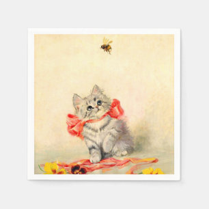 Guardanapo De Papel Gatinho com Fita Vermelha
