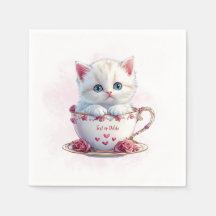 Gatinho das Flores Rosa de Copas Napkins