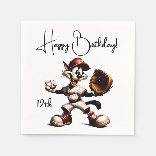 Guardanapo De Papel Gatinho De Beisebol Enrola Para Cima (Frente)