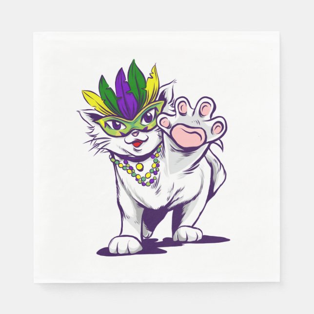Guardanapo De Papel gatinho engraçado mardi gras (Frente)
