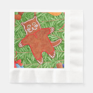 Guardanapo De Papel Gatinho GINGERBREAD Papel de Almofada Cozido Napki