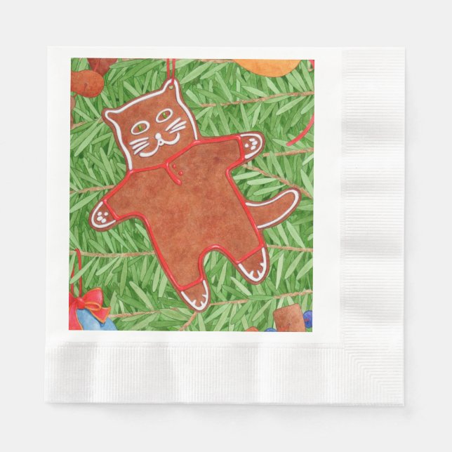 Guardanapo De Papel Gatinho GINGERBREAD Papel de Almofada Cozido Napki (Frente)