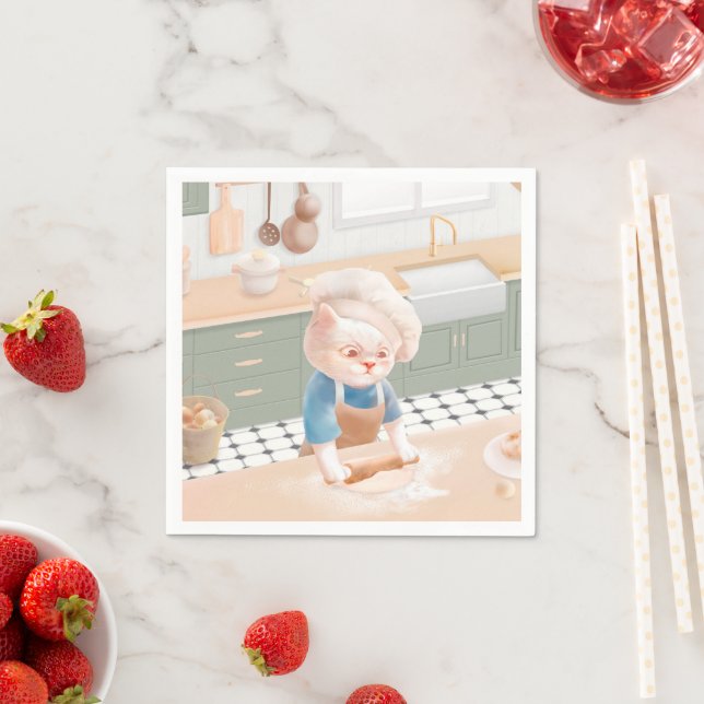 Guardanapo De Papel Gatinho Padeiro: Arte de Amassar Manhã Aconchegant (Insitu)