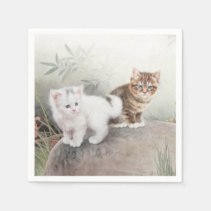 Guardanapo De Papel Gatinhos chineses da arte dois do gato
